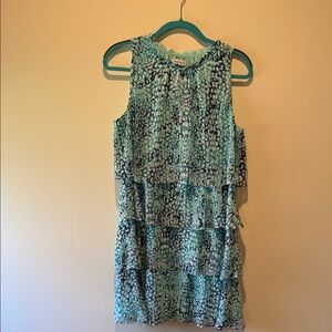 Sleeveless Blue Patterned Dress